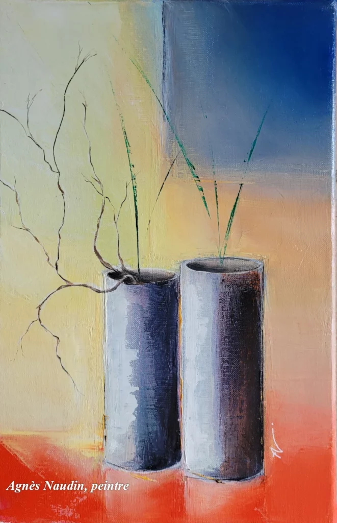 Ikebana - Peinture de Agnès Naudin - Huile sur toile - 27 x 41 - 2023