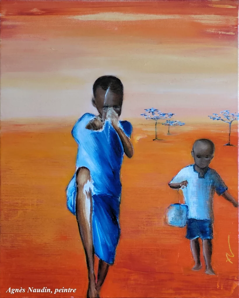 Sénégal tempo - Peinture de Agnès Naudin - Huile sur toile - 38 x 46 - mars 2024